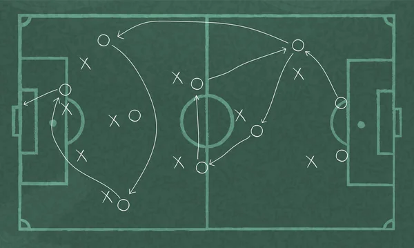 Tableau Noir Réaliste Dessiner Une Stratégie Jeu Football — Image vectorielle