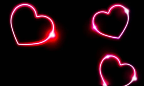 Neon Kalp Işareti Veya Çerçeve Mutlu Valentine Neon Işıkları Vektör — Stok Vektör