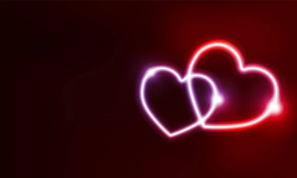 Cœur Néon Signe Cadre Joyeux Néon Saint Valentin Lumières Design — Image vectorielle