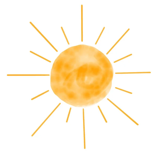 Χαριτωμένο Υδατογραφία Ήλιο Απομονώνονται Λευκό Φόντο Διανυσματική Απεικόνιση — Διανυσματικό Αρχείο