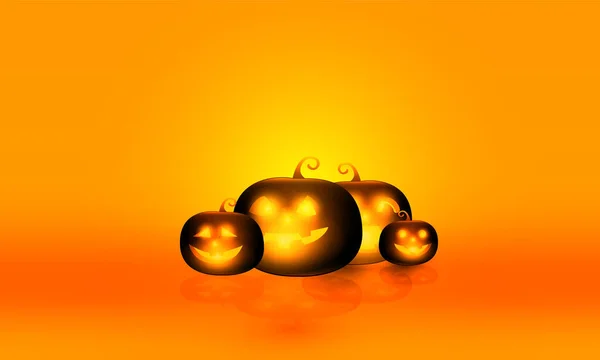 Citrouille Lumineuse Fond Orange Halloween Conception Vectorielle — Image vectorielle