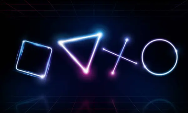 Abstract Game Light Out Technology Neon Triangles Hitech Communication Concept — Image vectorielle