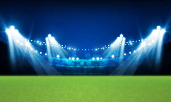 Поле Футбольної Арени Яскравими Вогнями Стадіону Векторне Освітлення — стоковий вектор
