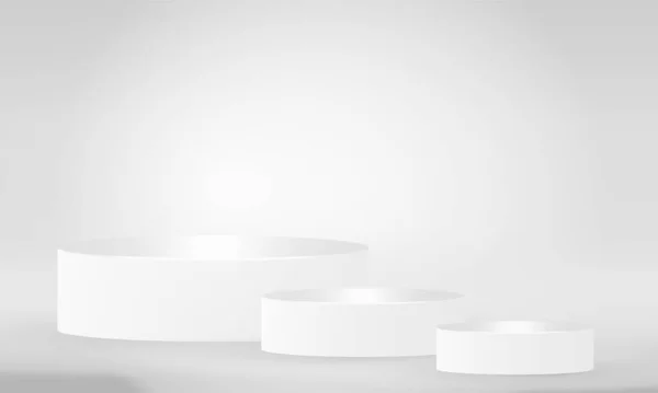 Cylindre Réaliste Blanc Podium Avec Pastel Demi Cercle Toile Fond — Image vectorielle