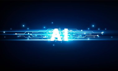 Teknoloji yansıması olan soyut yapay zeka şehri Hitech iletişim yenilik konsepti, vektör tasarımı