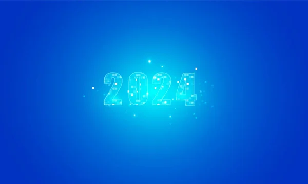 Technologie Abstraite Polygone Bonne Année 2024 Symbole Hitech Concept Communication — Image vectorielle