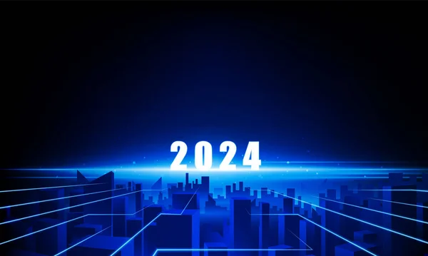 Soyut Açık Key Door Işığı 2024 Şehir Teknolojisi Pikseli Hitech — Stok Vektör