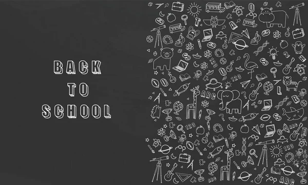 Concept Education Home School Background Chalkboard Different Stuff Welcome Back — Stock Vector