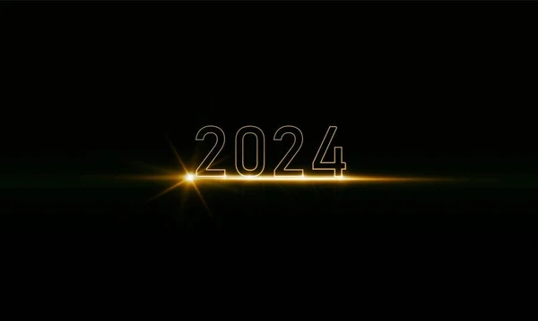 2024 Neon Happy New Year Gold Light Out Colour Background — стоковый вектор