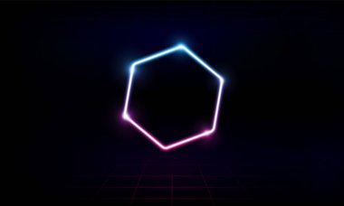 Abstract Modern colored poster for sports Light out technology and with neon hexagon and triangles. Hitech communication concept innovation background,  vector design