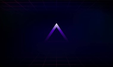 Soyut Anahtar Kapısı aydınlatma teknolojisi ve neon üçgenler ile açılıyor. Hitech iletişim konsepti yenilik arka plan, vektör tasarımı