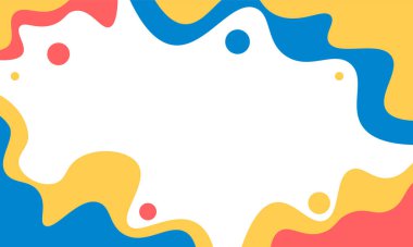 Soyut sıvı şekil kırmızı mavi şablon siyah ve beyaz şablon Geometrik daire şekil renk vektör arkaplan