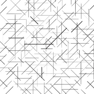 Çapraz siyah ve beyaz şeritli 45 derecelik eşit olmayan çizgiler. Kusursuz vektör tasarımı