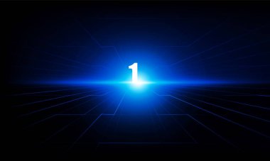 Soyut Kapı 1 Numaralı Teknoloji Işığı Hitech iletişim konsepti yenilik arka plan vektör tasarımı.