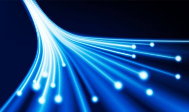 Dinamik ışık fiber kablo teknolojisi ağı ve Electric araba konsepti yenilik arka planı, vektör tasarımı ile soyut hız çizgisi arka planı