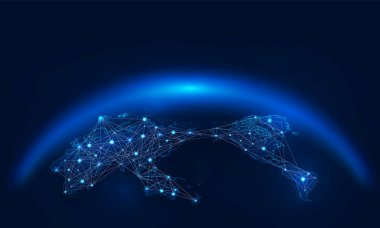 Dünya uçak haritası soyut iş teknolojisi lojistiği arka planı Hitech iletişim konsepti yenilik arka planı, vektör tasarımı