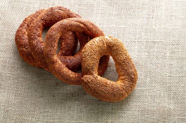 Ünlü Türk simit tuvali, simit, sokak yemeği, Bursa, Türkiye