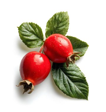 Bir demet izole beyaz arka planda gül kalçaları.