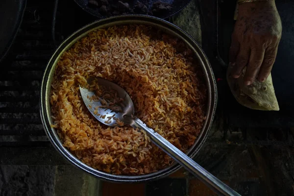 Reis Traditionelle Handgemachte Mexikanische Frische Tortillas Lebensmittel Sauce Detail — Stockfoto