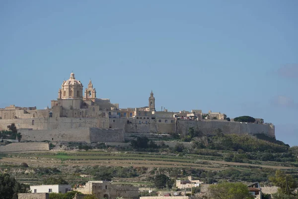 Średniowieczna Medyna Malta Widok Miasto Krajobraz — Zdjęcie stockowe