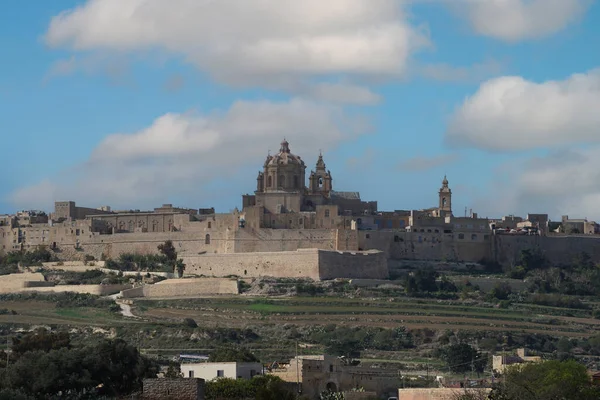Średniowieczna Medyna Malta Widok Miasto Krajobraz — Zdjęcie stockowe
