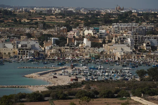 Marsaxlokk Χωριό Malta Εναέρια Άποψη Λιμάνι Πανόραμα — Φωτογραφία Αρχείου