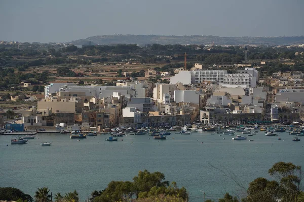 Marsaxlokk Dorf Malta Luftbild Hafen Panorama — Stockfoto