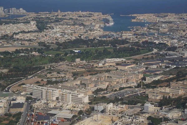 Malta Luchtlandschap Panorama Vanuit Vliegtuig — Stockfoto