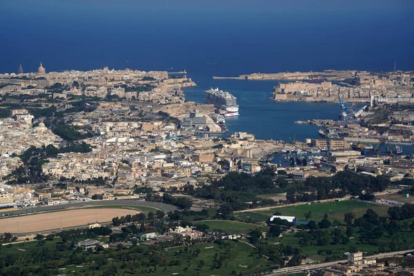 Malta Panorama Krajobrazu Lotniczego Samolotu — Zdjęcie stockowe
