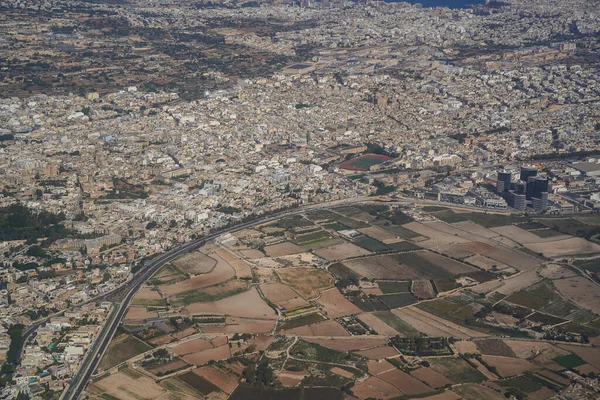 Malta Luchtlandschap Panorama Vanuit Vliegtuig — Stockfoto