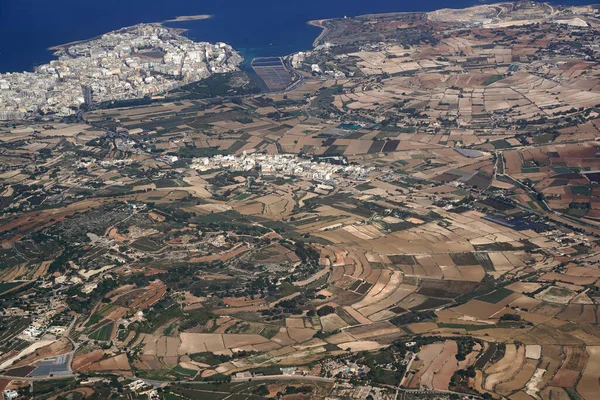 Panorama Del Paesaggio Aereo Malta Dall Aereo — Foto Stock