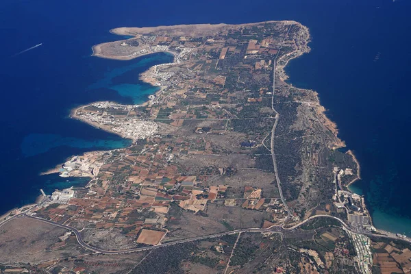 Malta Lansekap Udara Panorama Dari Pesawat — Stok Foto
