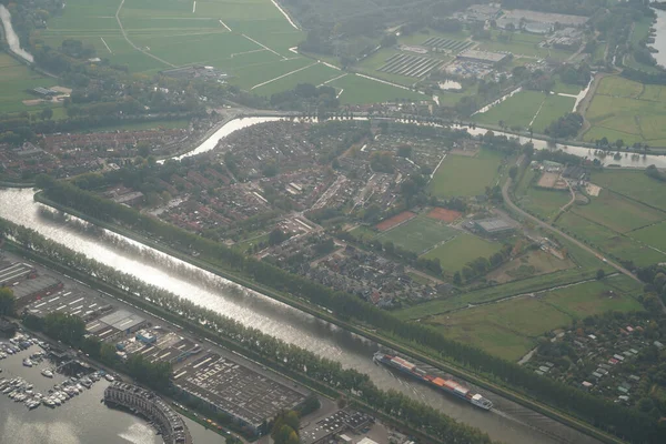 Amsterdam Panorama Aéreo Durante Canais Aterragem — Fotografia de Stock