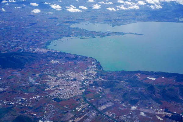 stock image Guadalajara jalisco Lakes near aerial panorama landscape from airplane mexico