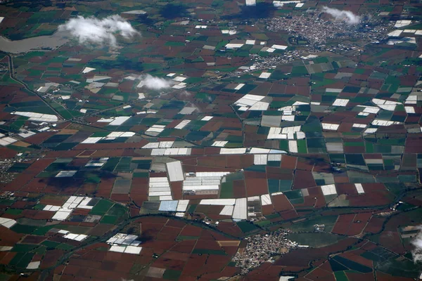 瓜达拉哈拉附近的农场 从飞机上俯瞰全景 — 图库照片