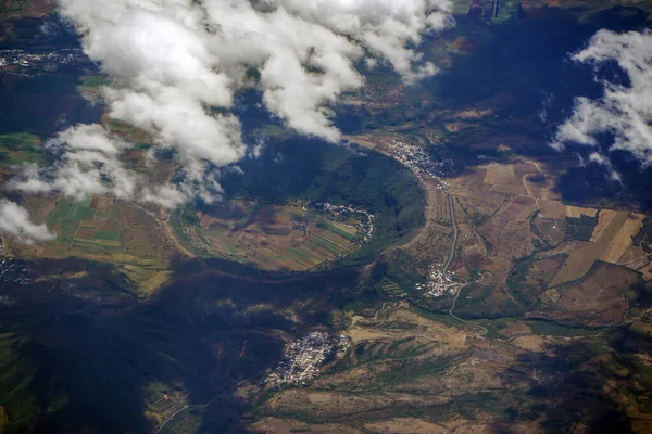 Crater Leon Guanajuato Aerial Panorama Landscape Airplane Mexico — Stock Photo, Image