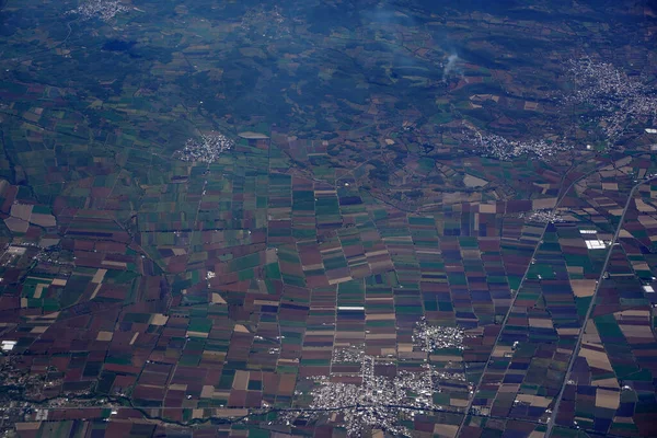 Odlade Fält Nära Leon Guanajuato Antenn Panorama Landskap Från Flygplan — Stockfoto