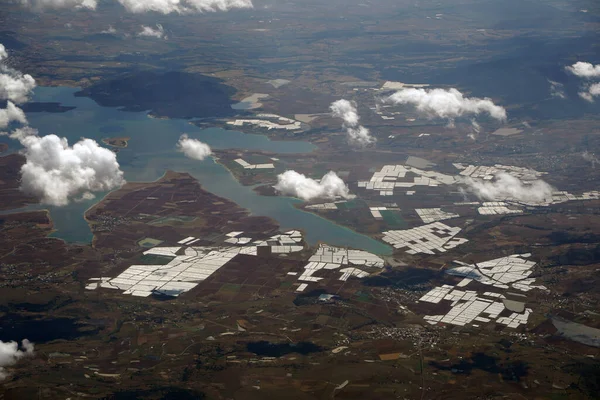 Lacs Léon Guanajuato Panorama Aérien Paysage Avion Mexique — Photo