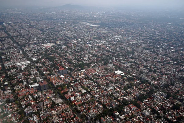 Mexiko Stadt Luftpanorama Stadtlandschaft Aus Dem Flugzeug — Stockfoto