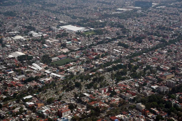 Mexico Stad Luchtfoto Panorama Landcape Stadsgezicht Vanuit Vliegtuig — Stockfoto