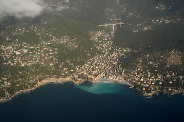 Genua Italien Landschaft Aus Der Luft Von Flugzeug Küste — Stockfoto