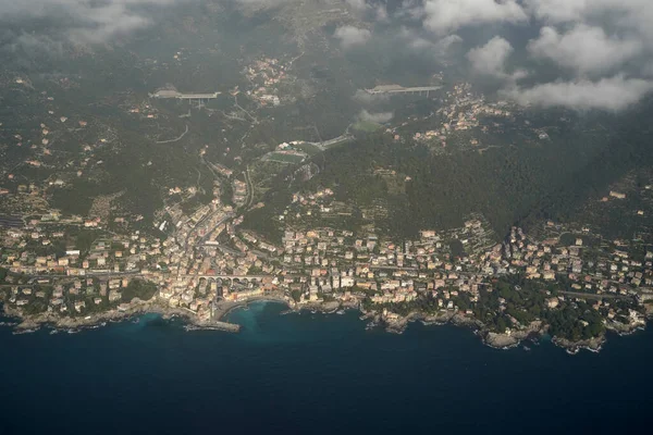 Bogliasco Dorf Genua Italien Luftbild Landlandschaft Von Flugzeug Küstenküste — Stockfoto