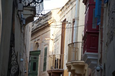 boyanmış yay pencereler Malta Rabat ortaçağ köy binası caddesi