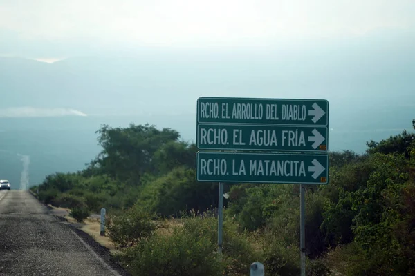 Rancho Vägskylt Baja Cand Sur Endless Väg Från Paz Till — Stockfoto