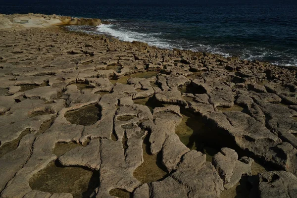 Saint Peter Pools Malta Rock Formation Hole Rocks View — Stock Photo, Image