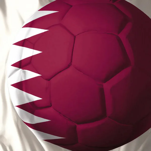 Katar Bayraklı Futbol Topu Dünya Kupası — Stok fotoğraf