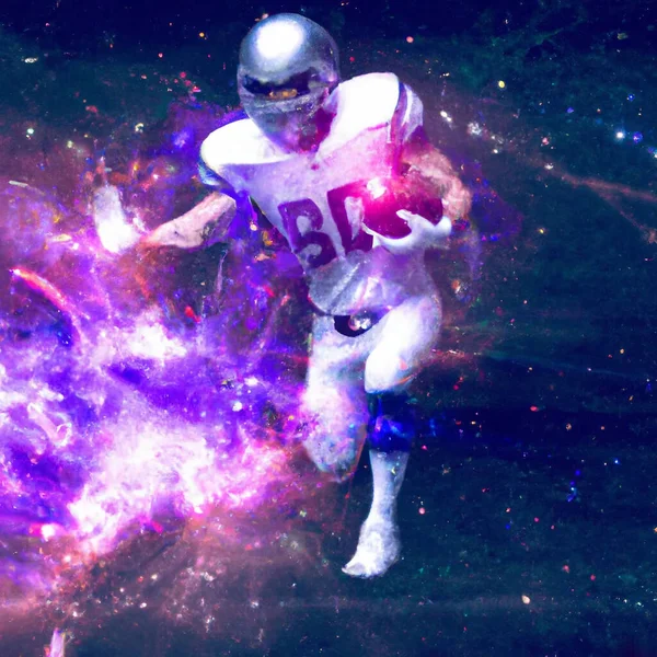 Американський Футболіст Тримає Арфі Галактика — стокове фото