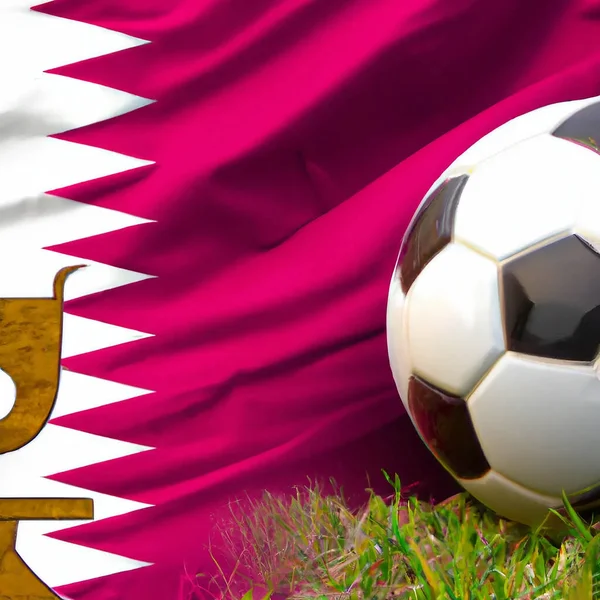 Qatar Bola Futebol Copa Mundo Futebol Arte Bandeira Qatar — Fotografia de Stock
