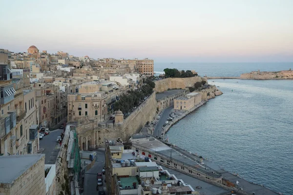 Malta Πόλεις Θέα Από Valletta Στο Ηλιοβασίλεμα Πανόραμα Τοπίο — Φωτογραφία Αρχείου