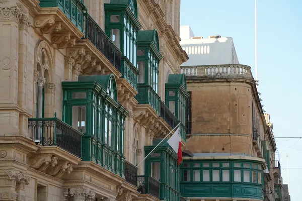Malta Valletta Günbatımında Tarihi Evler — Stok fotoğraf